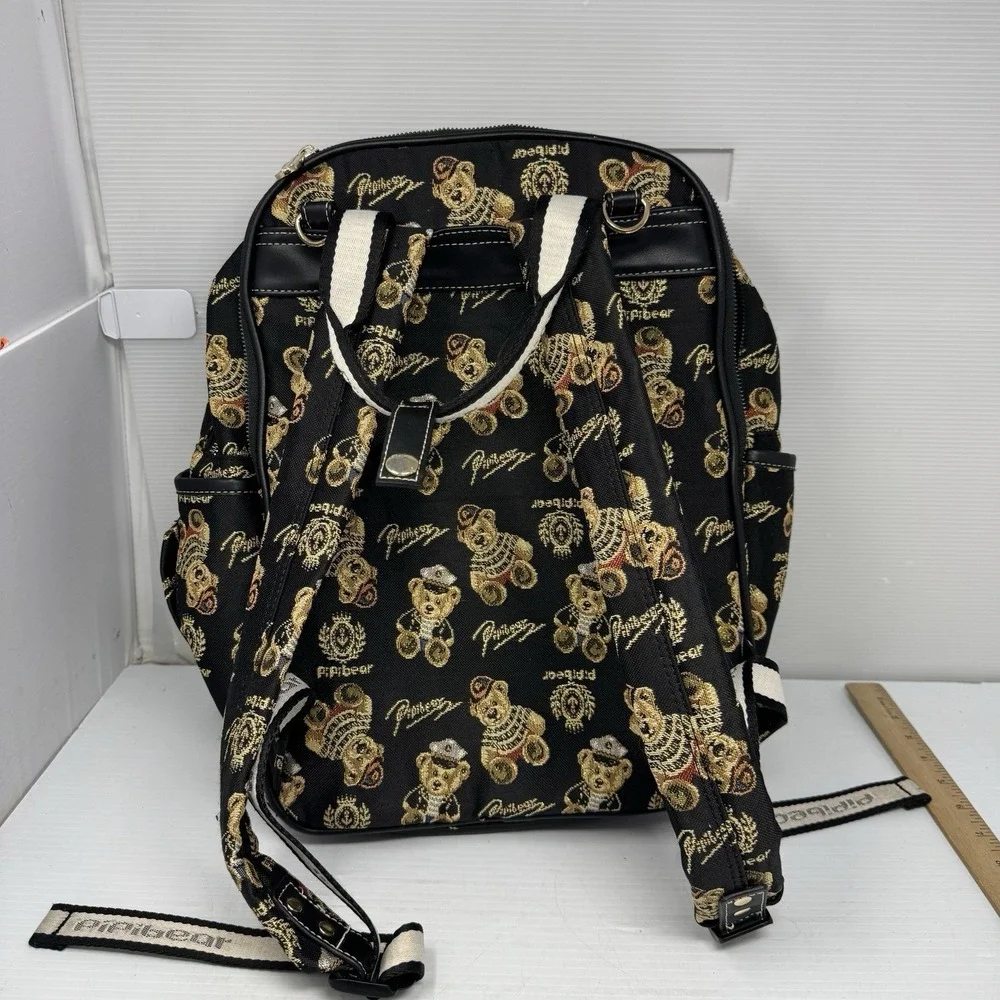 PIPI BEAR Diaper Bag Backpack Black Gold Trim Baby ‎ Bag Unisex VGC